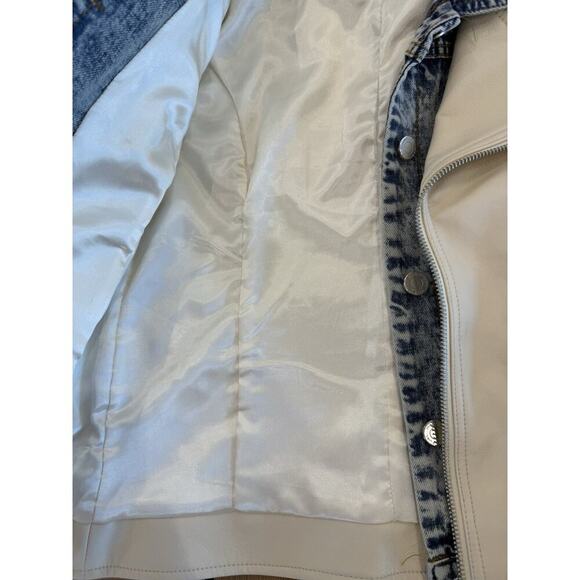 Habitual‎ Girl Size 14 Faux Leather Moto Biker Jacket in Off-White - Picture 4 of 7